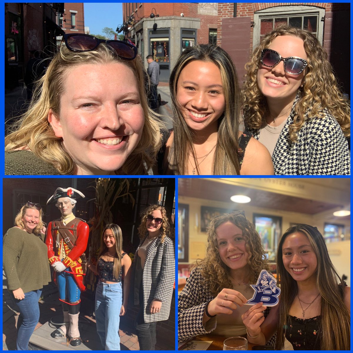 EmmCeeCurdy's tweet photo. #FlatBlueRaider finally found who he was looking for: two great LD Bell Alumni - now Harvard students. Elise and Taryn- I’m so proud of the young women you are and so happy I could be a small part of your journey. @IB_LDBell https://t.co/oQiGExdkr9