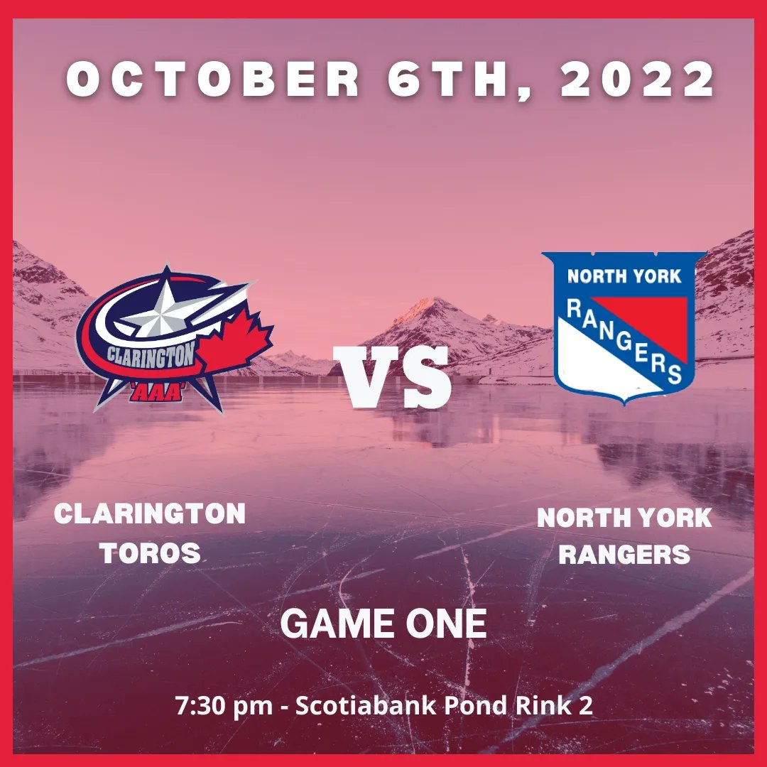 MidgetAAAToros's tweet photo. 🚨It's Tourney Time 🚨

This weekend the U18 Clarington AAA Toros take on the Jacobs Memorial Tournament. 

Join us tonight for our first game of the tournament:

 🆚 @nyr_u18 
 📍 Scotiabank Pond Rink 2
 ⏰ 7:30 PM

LET'S GO TOROS!!! https://t.co/Aj0T0ys3er