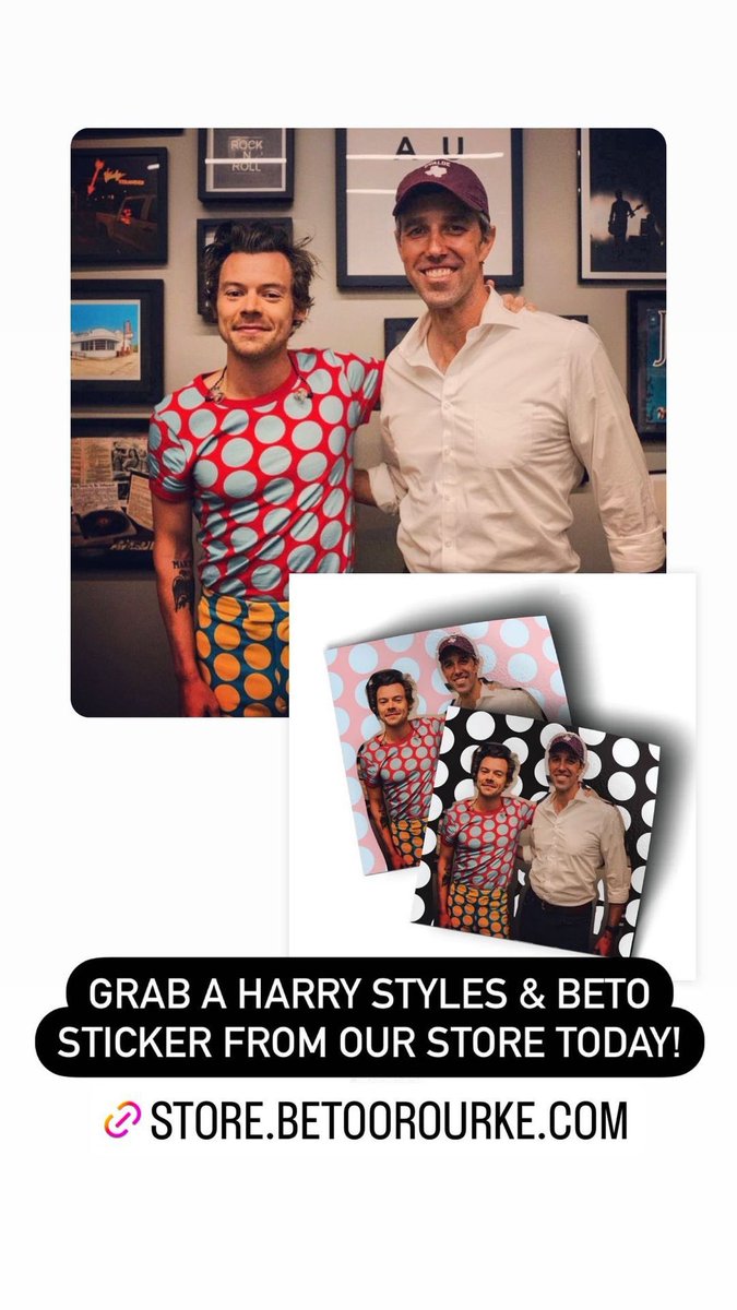 hsdaily's tweet photo. Vinyl Stickers of Harry and @BetoORourke are available on Beto’s campaign store for purchase (via betoorourke on Instagram)

Buy here: https://t.co/ihknOBwSyX https://t.co/cM7Fx2gAgs
