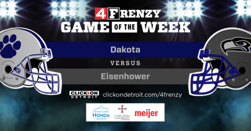 4Frenzy's tweet photo. This matchup between Dakota and Eisenhower is for a share of the MAC-Red title. Read more about the matchup from Eisenhower Head Coach Christopher Smith.

Watch highlights of the game on Local 4 News at 11 Friday night &amp; 6 a.m. Saturday morning, and streaming on Local 4+.