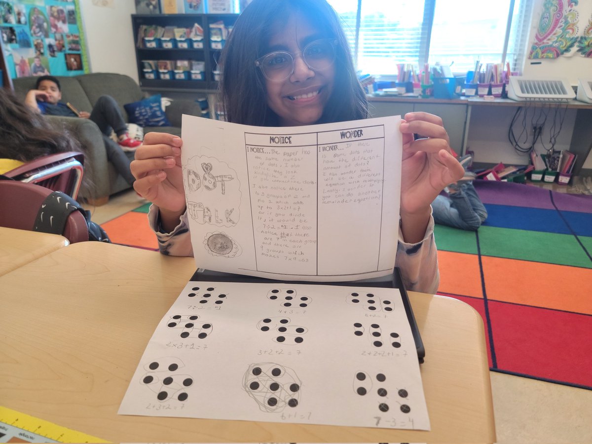 cyndistevens711's tweet photo. Tried Dot Talks for the first time today before Math Class! What a great number sense warm up for the kiddos to do! They loved it, and I was amazed at some of the math conversations! Thanks @SteveWyborney for the inspiration! #positivemathitude #welovemath #mathrocks #mifflinsd https://t.co/Wm0bICnJbc