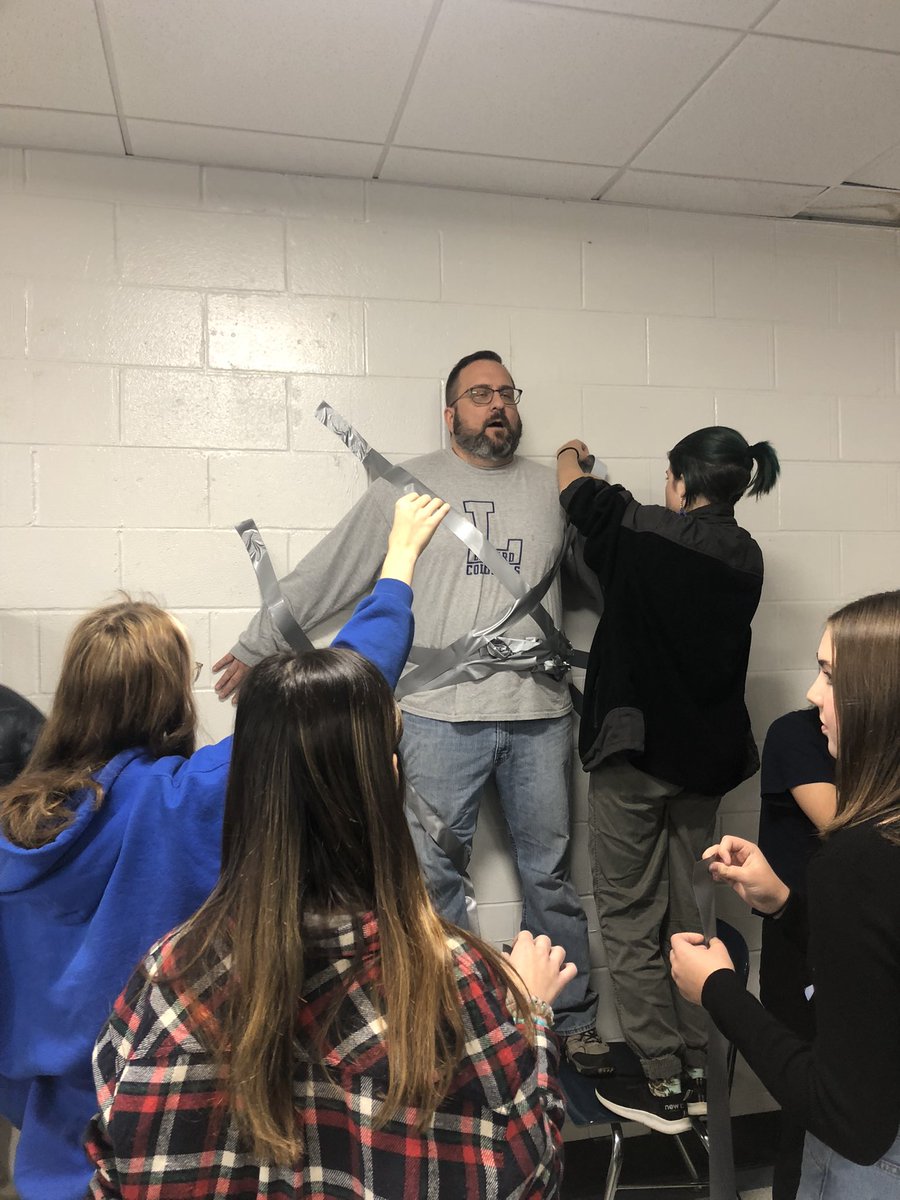 LedyardKeyClub's tweet photo. Some scenes from todays “Tape Wiz to the Wall” fundraiser during lunch. Many smiles from students and faculty today. Thank you to everyone who participated. Stay tuned for more Key Club events this year! https://t.co/OV1gVYKTjh