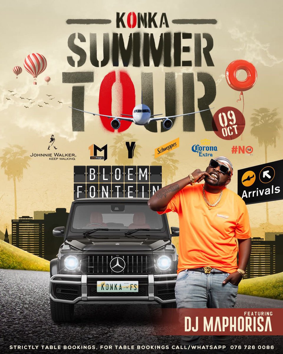 KonkaSoweto's tweet photo. Come witness the Ultimate Daytime Experience✨🍃3 Days to go untill the first National K⭕️nka Summer Tour 22’🇿🇦 Tables almost sold out
Music by @DjMaphorisa & @LamiezHolworthy 🙆🏻♂️💃🔥
#KonkaSummerTour #MacufeWeekend #KeSummerYaKonka #DaytimeVibes https://t.co/wJ53K2b70L