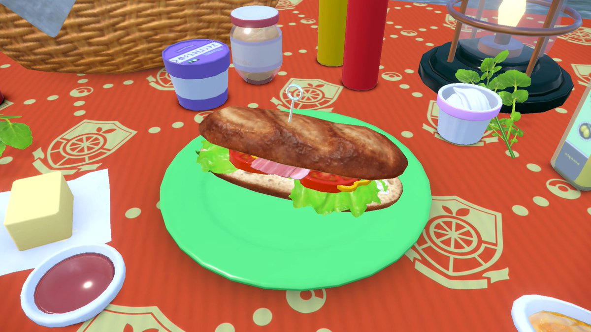 NintendoUK's tweet photo. Combine fillings and condiments to make super effective sandwiches that restore your Pokémon’s HP and give them other benefits. Try stacking one as high as you can – but careful it doesn’t topple over! #PokemonScarletViolet https://t.co/dIHiGG1lRN