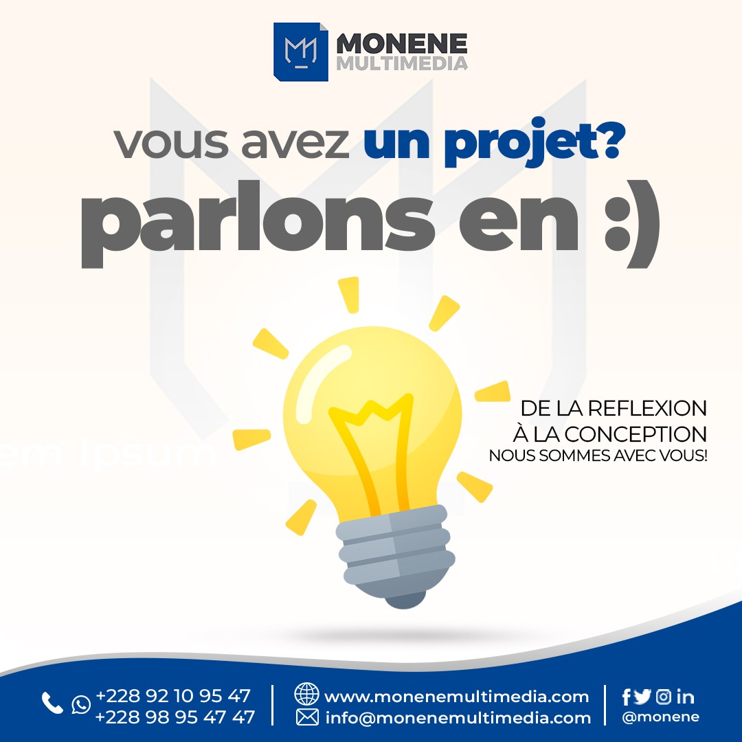 MoneneMultimed1's tweet photo. Chez MONENE MULTIMEDIA, nous conceptualisons vos idéeset vos projets parce que chez nous : la publicité ne s’improvise pas.  

Contacts:
📲 +228 92109547/98954747
📍 Agoè Minamadou, derrière l'école ESA Agoè https://t.co/VCDh0P2iQp