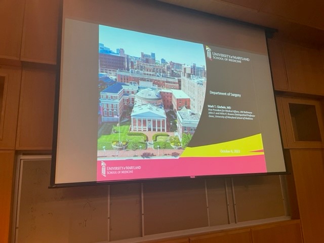 Thank you to Dr. Mark T. Gladwin, the Dean of the University of Maryland School of Medicine, for an excellent presentation on his Vision and Strategic Priorities at the Department of Surgery's Grand Rounds this morning! #surgery @UMMC @UMmedschool