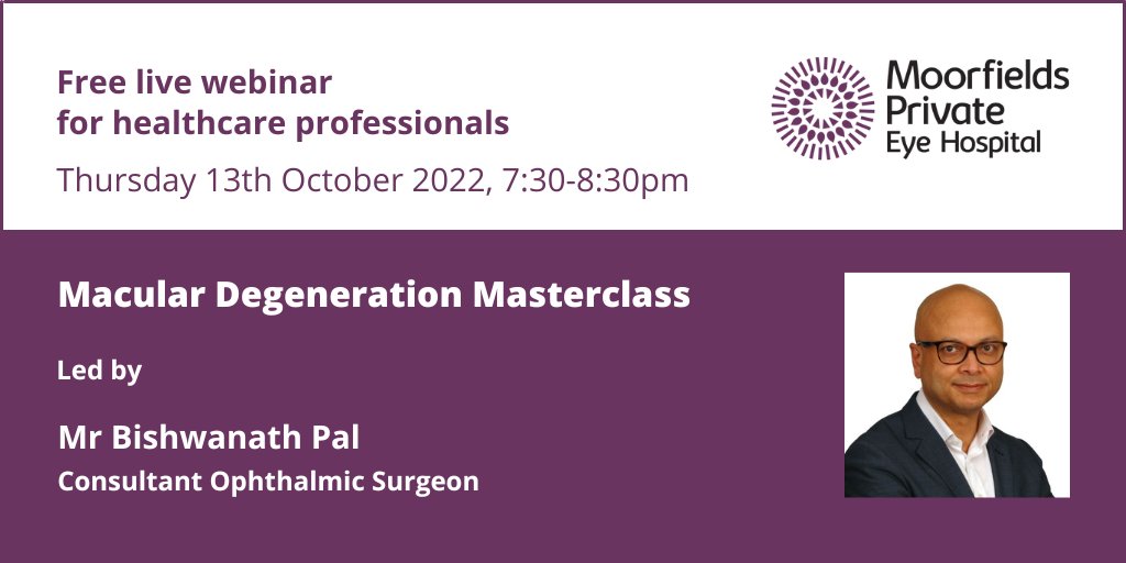 Would you like to learn more about macular degeneration? Attend our free interactive webinar led by Mr Bishwanath Pal for healthcare practitioners – 13 October 2022, 7:30-8:30pm. Register at hubs.ly/Q01nTlMT0