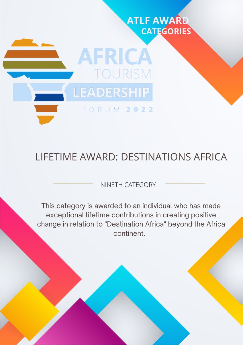 ATL_Forum's tweet photo. Saving the best for last is the Destination Africa Lifetime Award. Below are nominees nominated for the Africa Tourism Leadership Forum and Awards.
#ATLF2022 #ATLFAwards2022 #IgniteTourism #BotswanaTourism https://t.co/01XY5rZsbx