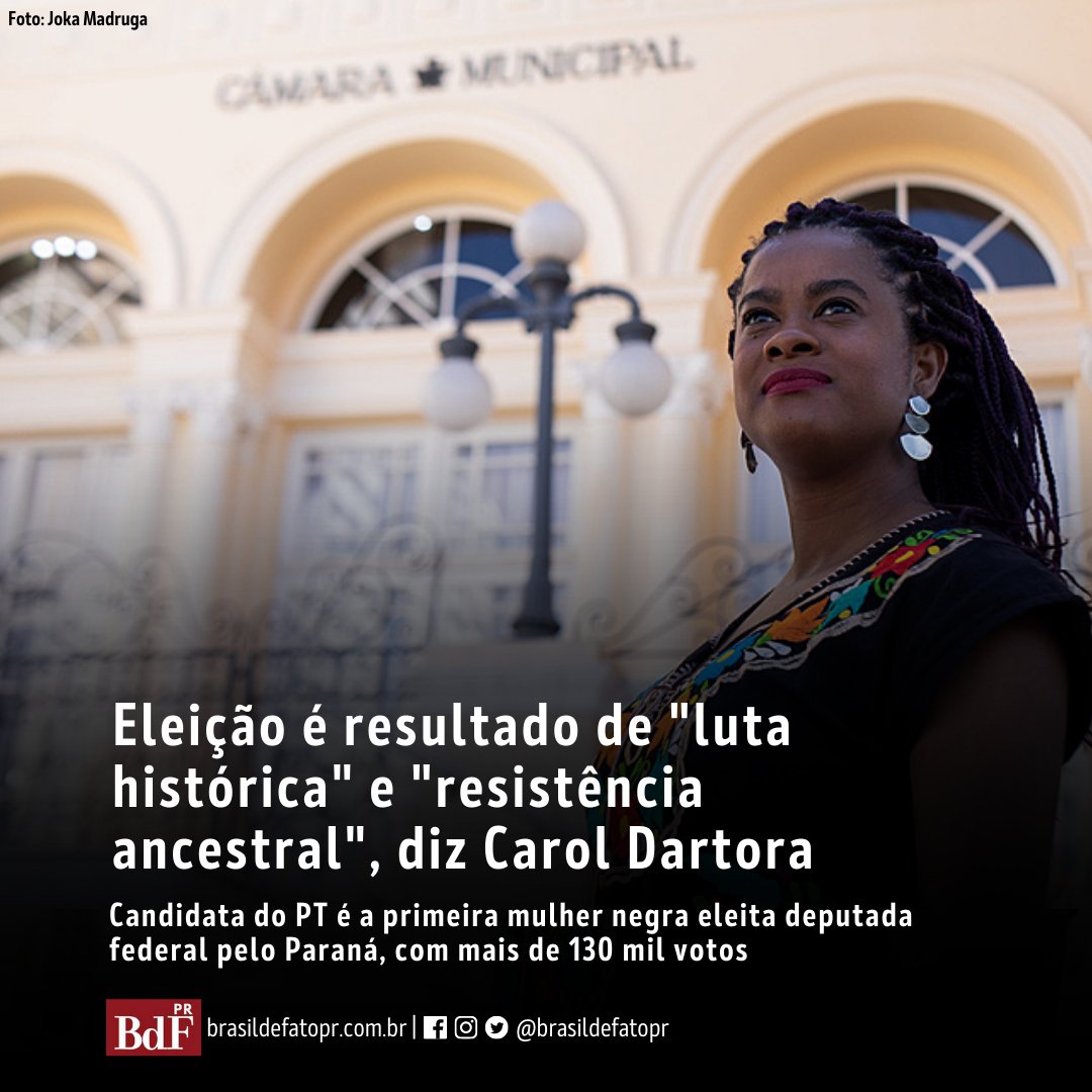 brasildefatopr's tweet photo. #ELEIÇÕES2022 | Candidata do PT é a primeira mulher negra eleita deputada federal pelo Paraná, com mais de 130 mil votos
📲 Leia a matéria completa no link: https://t.co/51U9iVuxFJ
#Paraná #MulheresNegrasNoPoder #Política https://t.co/d9rGei3qrW