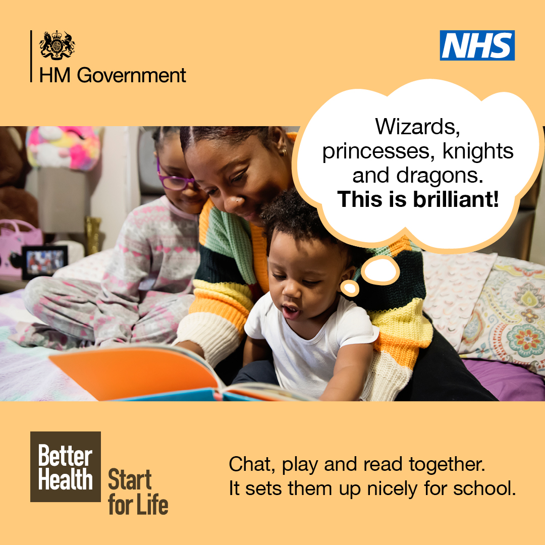 Literacy_Trust's tweet photo. We’re delighted to be a key delivery partner of @educationgovuk and @DHSCgovuk's new campaign, launching today.

Start for Life encourages families to #ChatPlayRead more with their children to develop their communication, language and literacy skills before starting school. https://t.co/NYxofwRPjM