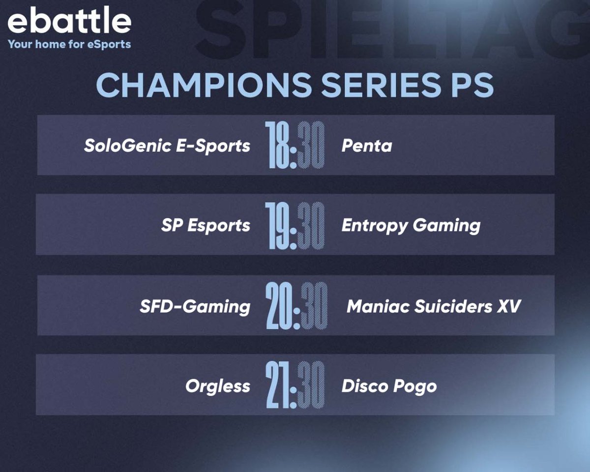 🏆 #RainbowSix - #PS 🏆

#Playstation Champions Series 2022.2, Spieltag fünf für euch mit <a href="/pefkari94/">Jens | Pefkari94</a>!
Match eins findet aufgrund Verlegung ohne Übertragung statt.

Einschalten ab:
🕖 18:30 Uhr
📺 twitch.tv/pefkari94_

#yourhomeforesports