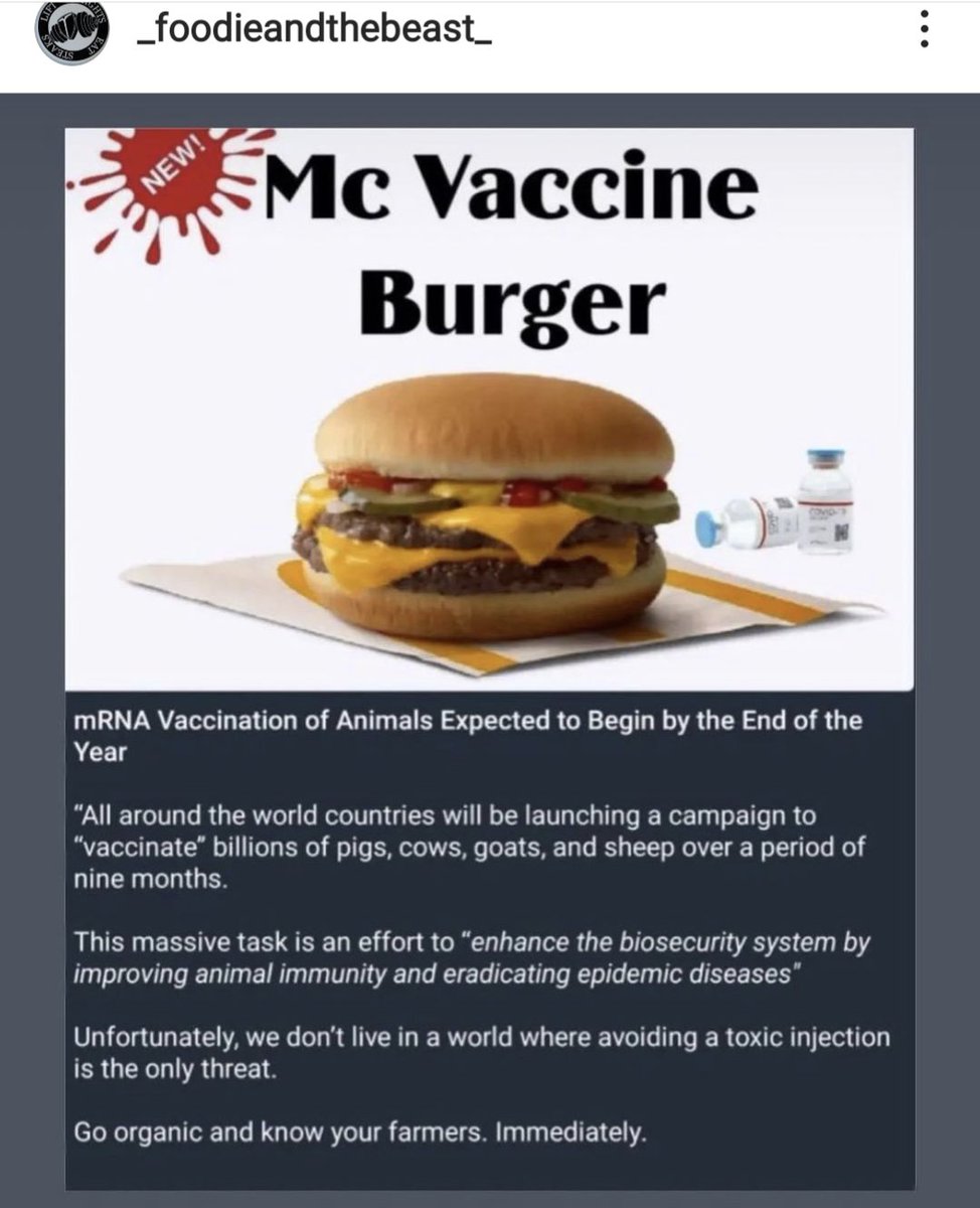 Ablatitious's tweet photo. This is not a joke. Read all about it:

https://t.co/PxfjPXGHux

#mRNA #vaccination #taintedmeat #imlovinit #mcvaccine #burger #Pharmaceutical #fastfood #buyorganic #bigpharma #bigag #agriculture #architectureofdemise #theywantyoutosuffer #sotheycantreatyou #allinthenameofprofits https://t.co/e1gE6vCJLn