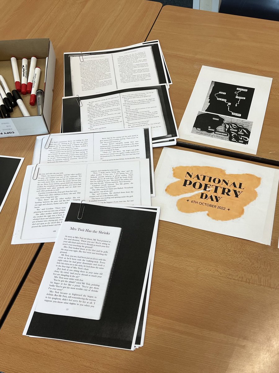NewentEnglish's tweet photo. We’re looking forward to encouraging our visitors to get creative with Blackout Poetry this evening. #NationalPoetryDay https://t.co/QYKjwRT0r9