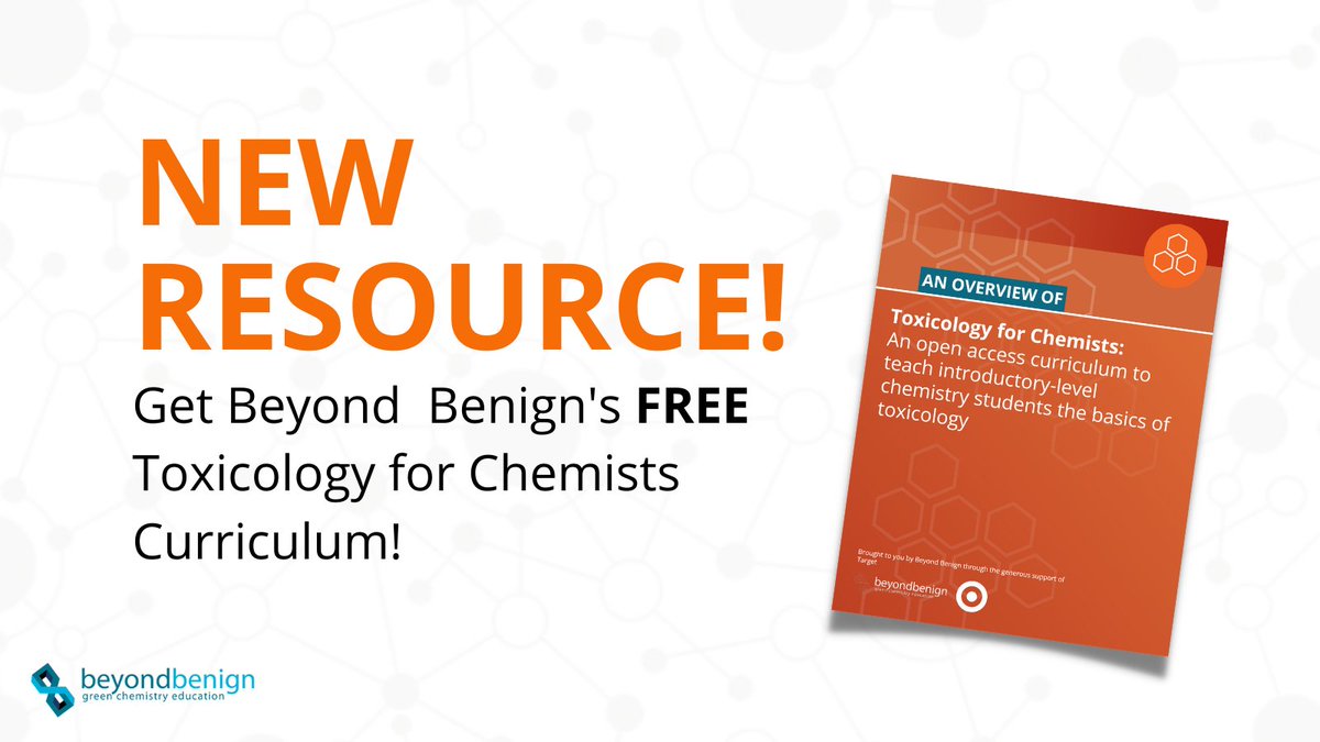 beyondbenign's tweet photo. Our new Toxicology for Chemistry curriculum is designed to help educators teach introductory-level chemistry students the basics of toxicology. Download the curriculum here! https://t.co/0YUIsIe5Qn #GreenChemistry https://t.co/xKOVpKz105