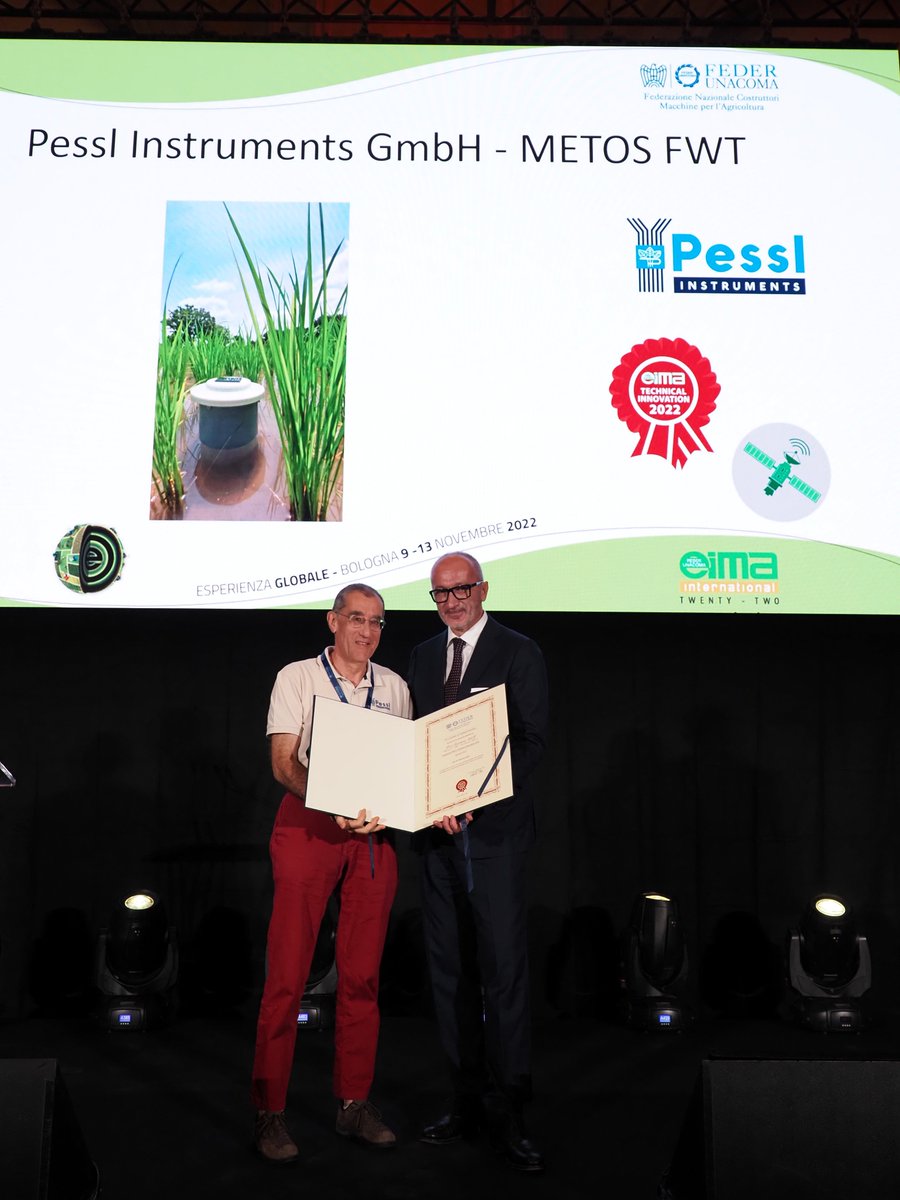 metos_austria's tweet photo. We are proud to announce that METOS® FWT (Field Water tube) has been awarded the “EIMA 2022 Technical Innovation” recognition award. 🎉A big thank you to anyone helping make it happen! #metos #eima2022 #eimaaward #metositalia #pessl https://t.co/uUkotK9m0c
