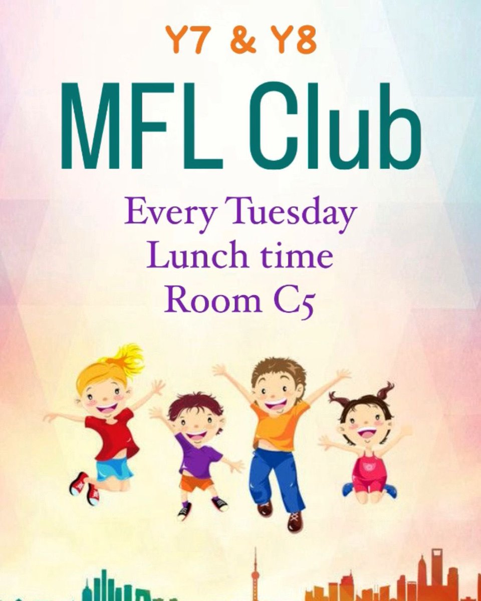 YCB_MFL's tweet photo. Come and join the MFL Club every Tuesday lunch time. The club will be running in C5 for Yr 7 and 8s. Check out the Instagram post @YCB_MFL for more details #mfl #ycb @YsgolCwmBrombil https://t.co/nsFO747WsD