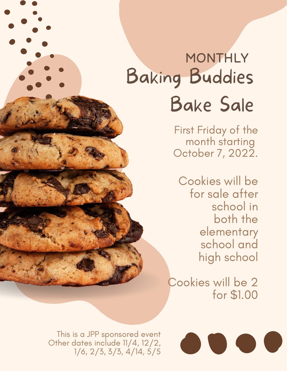PHSPiratePride's tweet photo. October Baking Buddies Bakers—Mrs. White’s class &amp; the high school foods class!  Cookies will be for sale after school on Friday in each building.  2 cookies—$1 #playgroundproject https://t.co/TAFnI54JrO