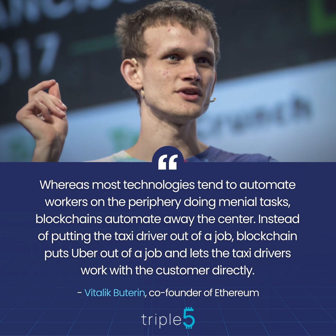 Triple5Token's tweet photo. The power of #blockchain succinctly explained by one of the pioneers. @VitalikButerin #Triple5 #T5Token #PredictAndWin #PlayToEarn #BlockchainGaming https://t.co/7g9Wpf1Tq8