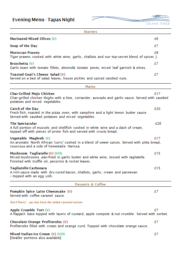 OliveTreeBrid's tweet photo. Tapas Night starts tonight ! 
And we've kept last year's price 🙂
Delicious inflation-beating food at Olive Tree Restaurant https://t.co/WTrNitMoGn