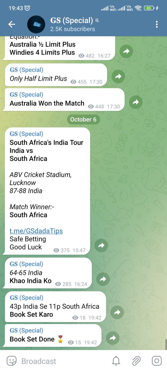 gsdadatips's tweet photo. #INDvSA #INDvsSA #SAvIND #SAvsIND #India #SouthAfrica
#T20Series #WorldCup
#BBL #IPL #PSL #CPL #Betting #Jackpot #Ghoda #CricketGhoda #CricketBetting #CricketPrediction #CricketJackpot #SessionTips #CricketBettingTips #CricketTipster #CricketTipper #Tipster #Tipper #KhaiLagai https://t.co/YLtADJtPbx