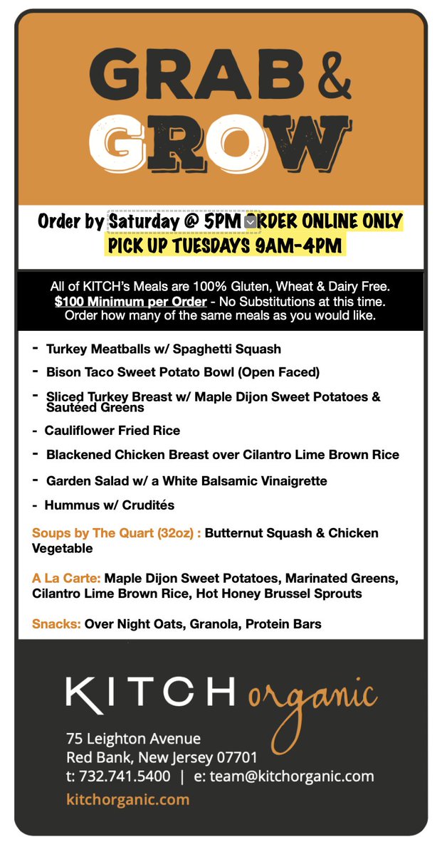 KITCHOrganic's tweet photo. Grab n Grow Menu 10/11 - https://t.co/YWokcKchId https://t.co/37ApbEFfXx