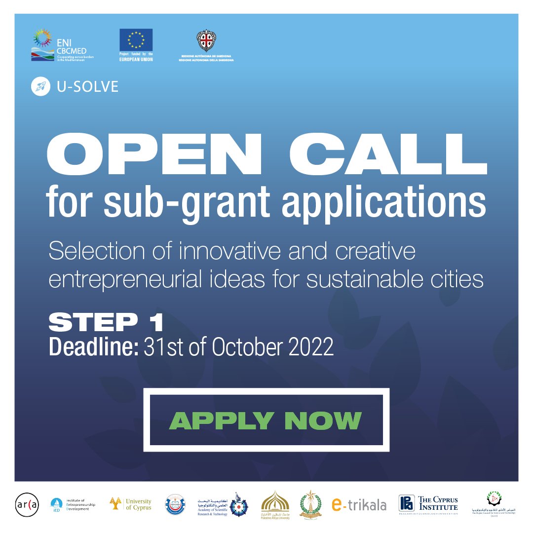 ied_europe's tweet photo. 🔔 Do you have a business idea that can meet the challenges of sustainable urban development in cities? Apply to the @u_solve call for sub-grants!
⏳ New applications deadline: 31st of October, 2022
➡ https://t.co/h5kt69mRjR
#iEDeurope #ENICBCMED #USOLVEproject #euproject https://t.co/d1pOBXENB8
