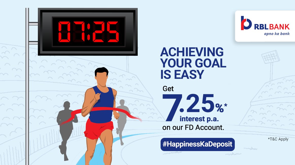 Now get more from life with RBL Bank’s #HappinessKaDeposit. Open a Fixed Deposit Account and earn an attractive interest rate by investing for 725 days! Open now at bit.ly/3eiD2nQ #ApnoKaBank #RBLBank