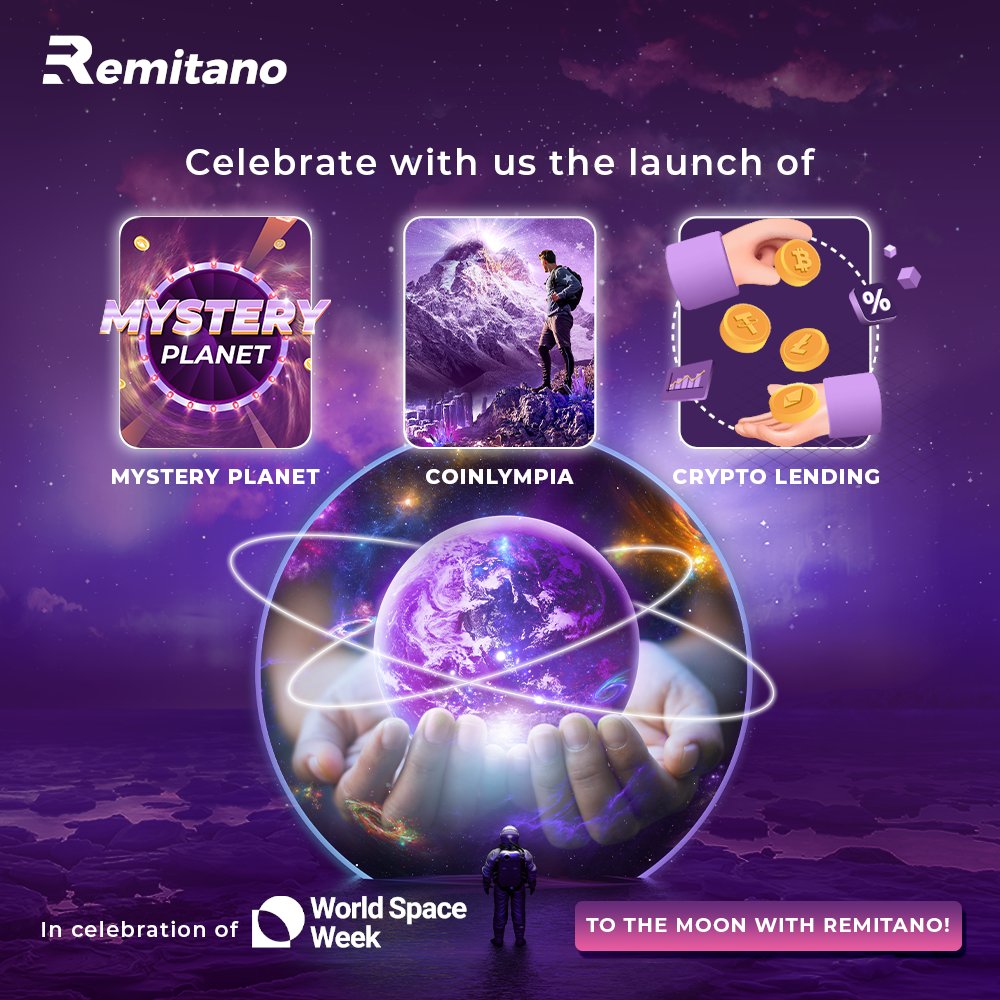 🚀World Space Season🚀

Celebrate this space season with us, with the new releases!!! 👁️👄👁️

🧐Mystery Planet🪐
🤩Coinlympia 🪙 
🫳Crypto Lending 🫴

To the moon with Remitano! 🚀🌙

What are you waiting for to subscribe?
👇👇👇
#Remitano #RENEC #BTC
bit.ly/3RHcjiF