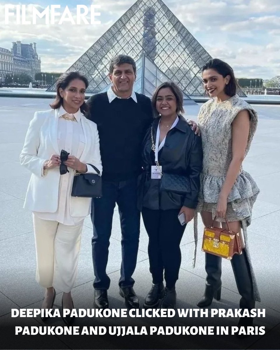 Family reunion! ❤️

#DeepikaPadukone was clicked with #PrakashPadukone and #UjjalaPadukone in Paris where she's attending the fashion week for #LouisVuitton's Spring/Summer '23 showcase.