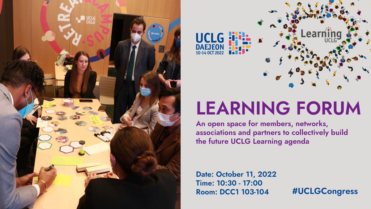 UCLGLearning's tweet photo. 🚲We are warming up the engines for our #LearningForum, during the #UCLGCongress:

🟣#Listen2Cities &amp; focal points
🔵#LearningMarketplace &amp; inspiring experiences
🔴 #LearningArcade &amp; Games
⚪️#Masterclasses &amp; #Learning experts

See you soon in #Daejeon!

#LearningWithUCLG https://t.co/93tO56Rkqd