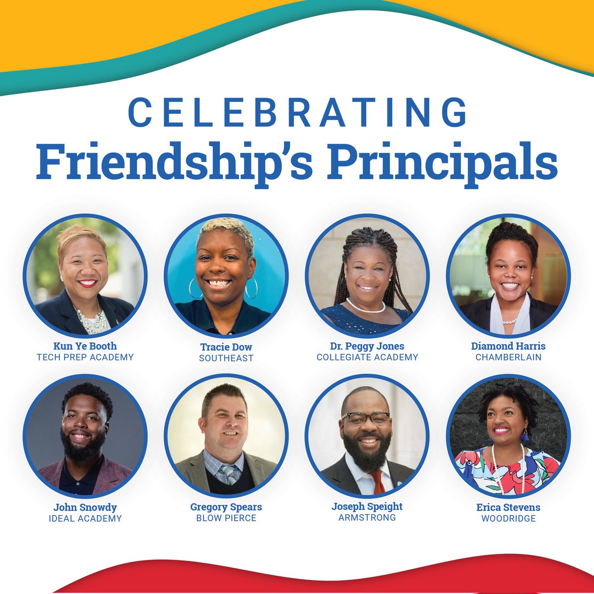 FriendshipPCS's tweet photo. Each October, we recognize the outstanding leadership &amp; role that principals play in making a school great. Your vision &amp; dedication set the tone for each school &amp; we appreciate all that you do! #ThankAPrincipal
#onefriendship #FriendshipProud #dccharterproud https://t.co/z5KbVonyt3