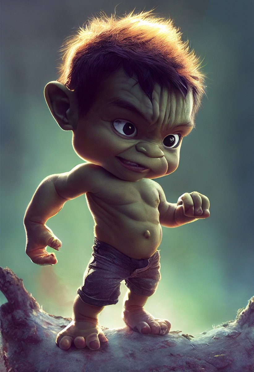 dan99ch's tweet photo. Baby Hulk. 

#ActionFigure #hulk #baby #Cartoon #Toy #cute #Portrait 
#aigenerated #aigeneratedart #midjourney_bot #PicOfTheDay #midjourney #ai #midjourneyart #midjourneyai #thisisart #creativevisuals #enter_imagination #artoftheday #aiart #midjourneyartwork #digitalart https://t.co/wAYTFD40vU