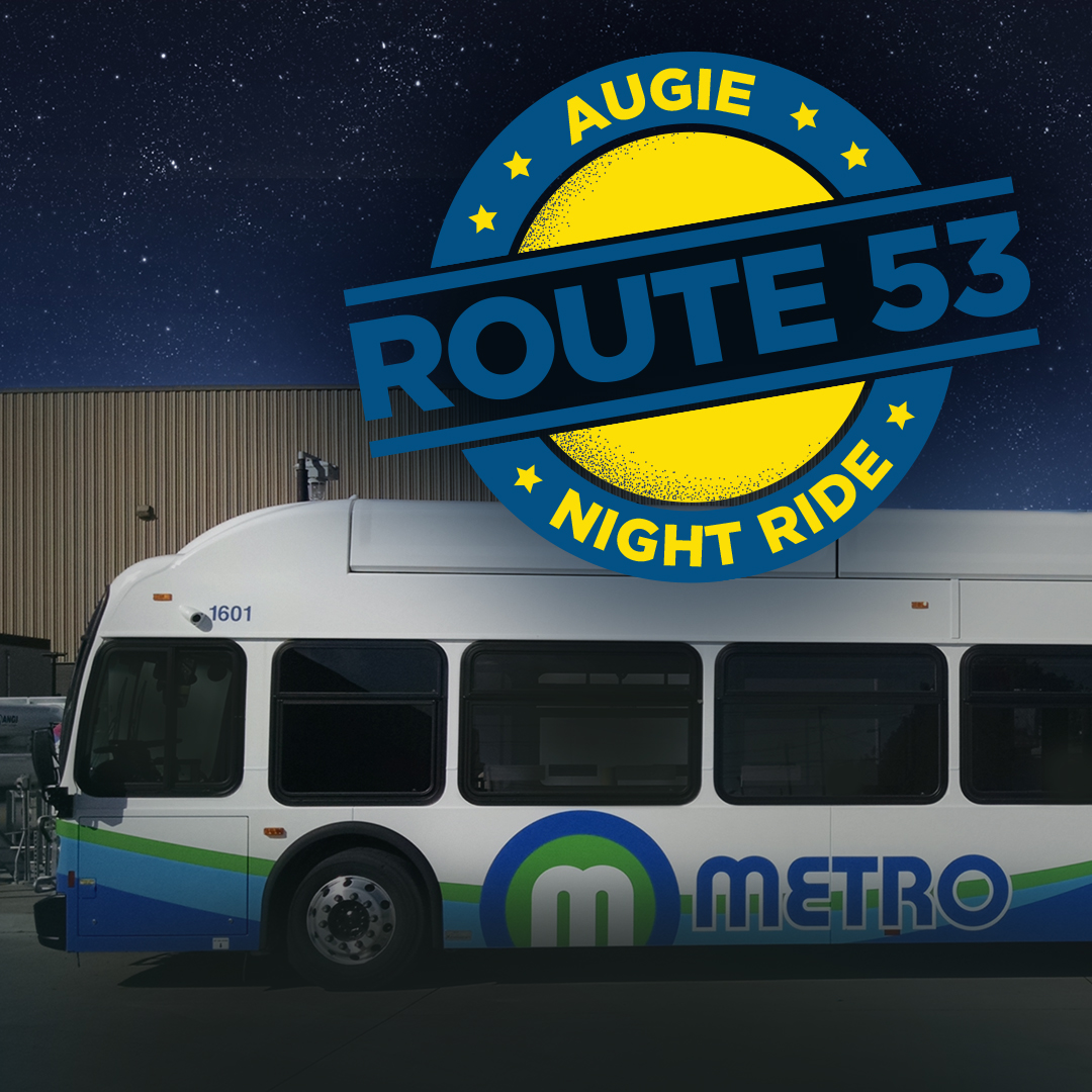 HEY, AUGIE STUDENTS!  📢 Is Downtown Rock Island in your weekend plans? #MetroQC has you covered. 
Enjoy rides every 20 minutes on Fri. and Sat. nights from 10:25 p.m. to 1:30 a.m. and every 10 minutes from 1:30 – 2:10 a.m. All you need to do? Show your valid student ID. #BUSSIN