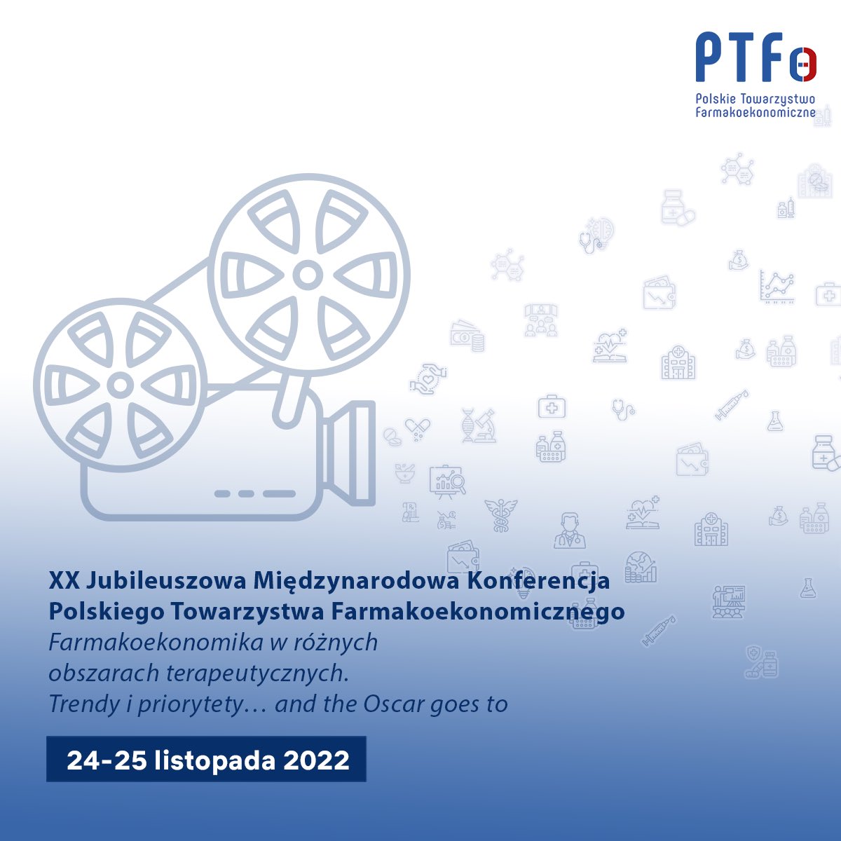 W dniach 24-25 listopada 2022 roku odbędzie się XX Jubileuszowa Konferencja Polskiego Towarzystwa Farmakoekonomicznego <a href="/towarzystwoPTFe/">Polskie Towarzystwo Farmakoekonomiczne</a> <a href="/Marcin__Czech/">Marcin Czech</a> <a href="/MacNiewada/">Maciej Niewada</a> <a href="/JoannnaLis/">Joanna Lis</a> <a href="/DomiKrupa/">Dominika Krupa</a> <a href="/krzysztof__kus/">Krzysztof Kus</a>
