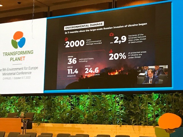 FinlandinCyprus's tweet photo. The UNECE Conference in Nicosia addresses cooperation to protect the environment. @JuhaniDamski the Permanent Secretary from Finland said that Russia’s war in Ukraine is causing unseen environmental damage. 
@EfeNicosia https://t.co/EVtnpEVYwd