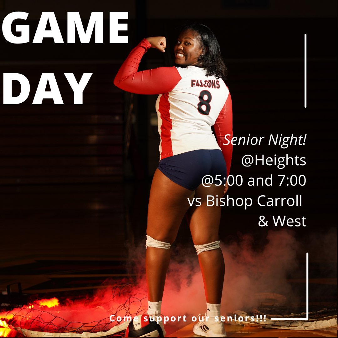 WHtsVolleyball's tweet photo. GAME DAY &amp; SENIOR NIGHT! Come support the volleyball team and our graduating seniors at their last home game tonight! Game are at 5:00pm and 7:00pm at Heights!
Senior: Skylyn Hogan-Turner
@WHtsMedia @WHtsAthletics @FalconFlip92 https://t.co/wIL5x9Oja3