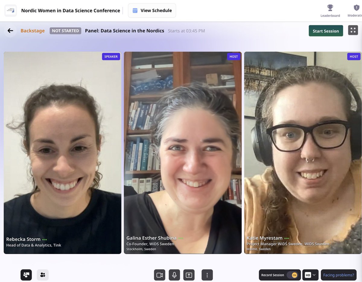 ✌️🏻Backstage at the Nordic Women in Data Science Conference pre-panel #nordicwids <a href="/WiDS_Sweden/">Women in Data Science, AI & ML Sweden</a> together with Rebecka Storm and <a href="/kmyrestam13/">Katie</a> .