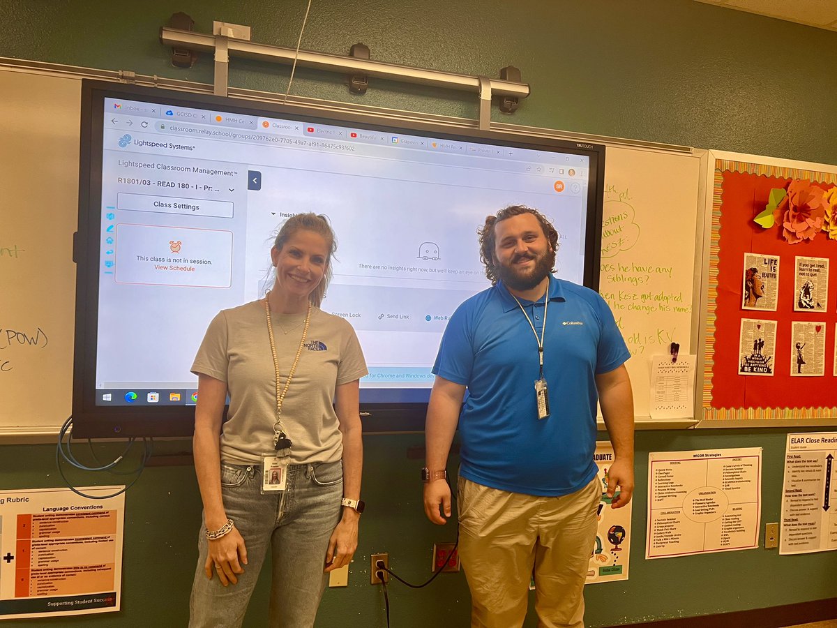 GinaInTech's tweet photo. @lightspeedsys training the @CTMSWolfWay!! Thank you Sunni &amp; Esiah for your #GrowthMindset with #LightspeedClassroom 💙 We chatted about Bulk Check In for kiddos in ISS as well as allowing #Read180 on the #WebRules List! Reach out if you want me to swing by! @GCISDigital @GCISD https://t.co/9KNEmEwuGB