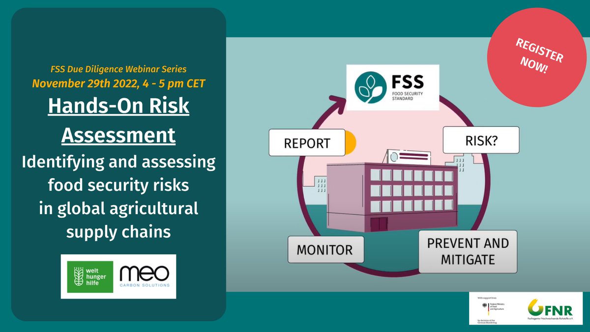 FoodSecStandard's tweet photo. 🔊On 29th of November 2022 the first webinar of our FSS Due Diligence Series will explore Hands-On Risk Assessment with the #FoodSecurityStandard. 🔊 
🌎👨🏿‍🌾🌱Register HERE: https://t.co/a92W4yzhRJ‍🌾🌱 https://t.co/SO1gg9GFrb