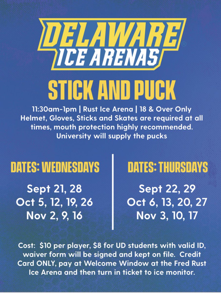 We are now offering Stick and Puck on Wednesdays and Thursdays in the Fall!