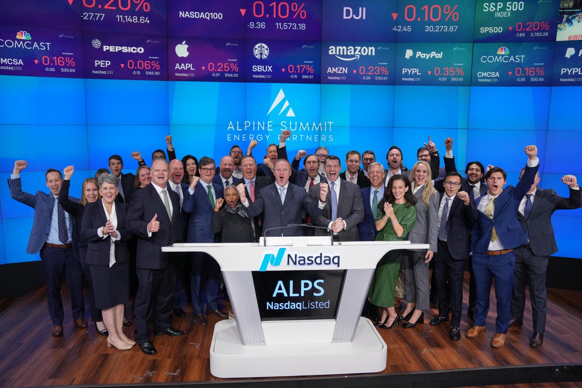 Join us in welcoming <a href="/alpsummitenergy/">Alpine Summit Energy Partners, Inc.</a> to the <a href="/NasdaqExchange/">Nasdaq Exchange</a> Opening Bell! 🛎👏

$ALPS is a U.S. based energy development company that operates oil and gas assets and is focused on maximizing growth and return on equity via improved access to wellhead economics.