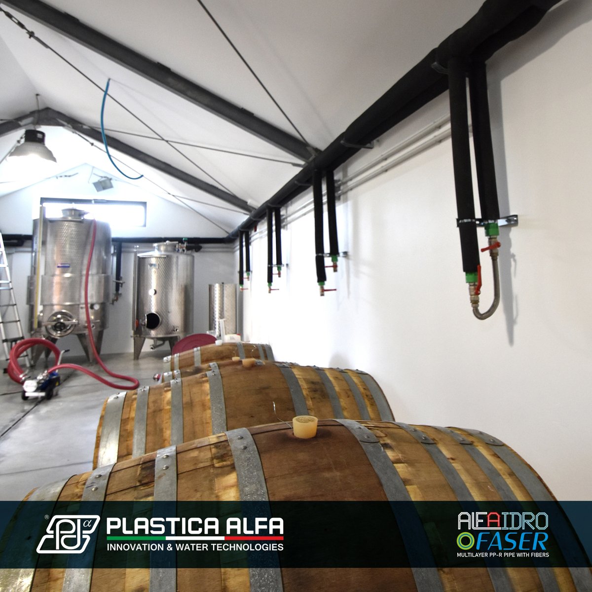 PlasticaAlfa's tweet photo. We visited the #cantinabarbadoro winery.
They have chosen the #alfaidrofaser pipe and the Alfaidro PPR System from Plastica Alfa for the refrigeration and temperature stabilisation system by passing glycol through the different stages of their #vinification. https://t.co/wn5hp1qIXU