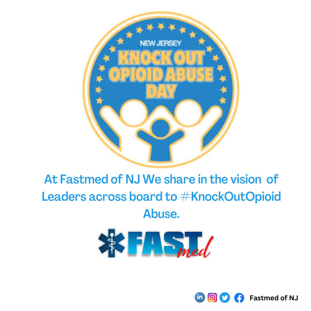 fastmedgroup's tweet photo. At Fastmed of NJ We share in the vision of Leaders across board to #KnockOutOpioid Abuse.
#NewJersey #Abuse #Opiod #newyork #Drug #Fastmed #NJ #usa #usatoday https://t.co/i4fSrLQyWD