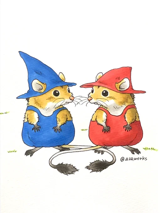 鳥山明先生風の「ぐりとぐら」山脇百合子さんのご冥福をお祈りいたします。#ぐりとぐら #鳥山明 #鳥山明リスペクト #ドラクエ8 #トーポ #コピック #コピックイラスト #copic #illustration #dragonquest #guriandgura #a24_works #a24works #a24wks 