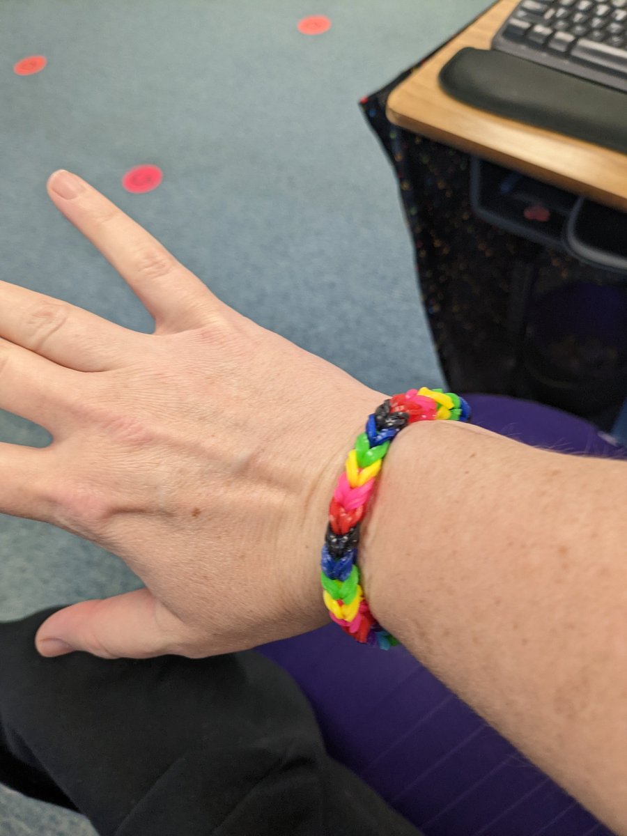 When a student gives you a rubber band bracelet, you wear it. 🥰