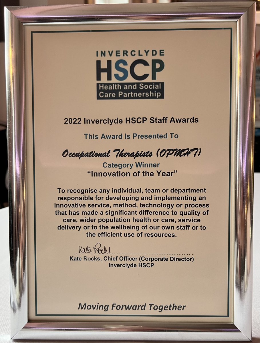 jengachenga's tweet photo. @nhsggcmhot the wonderful Occupational Therapy team in Inverclyde have received recognition for their dedication and compassion innovating Journeying Through Dementia….well deserved @AhpDementia #ConnectingPeople #JourneyingThroughDementia https://t.co/JomqtkKNjo