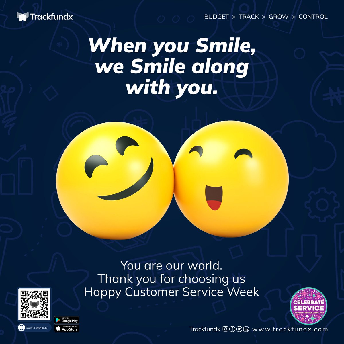 trackfundx's tweet photo. Thank for choosing to go on your journey to better finances with us. 
You are our world.

Happy Customer Service Week 
from all of us at Trackfundx.

#Trackfundx #CSW2022 #CustomerServiceWeek https://t.co/Gh12hOCWzC