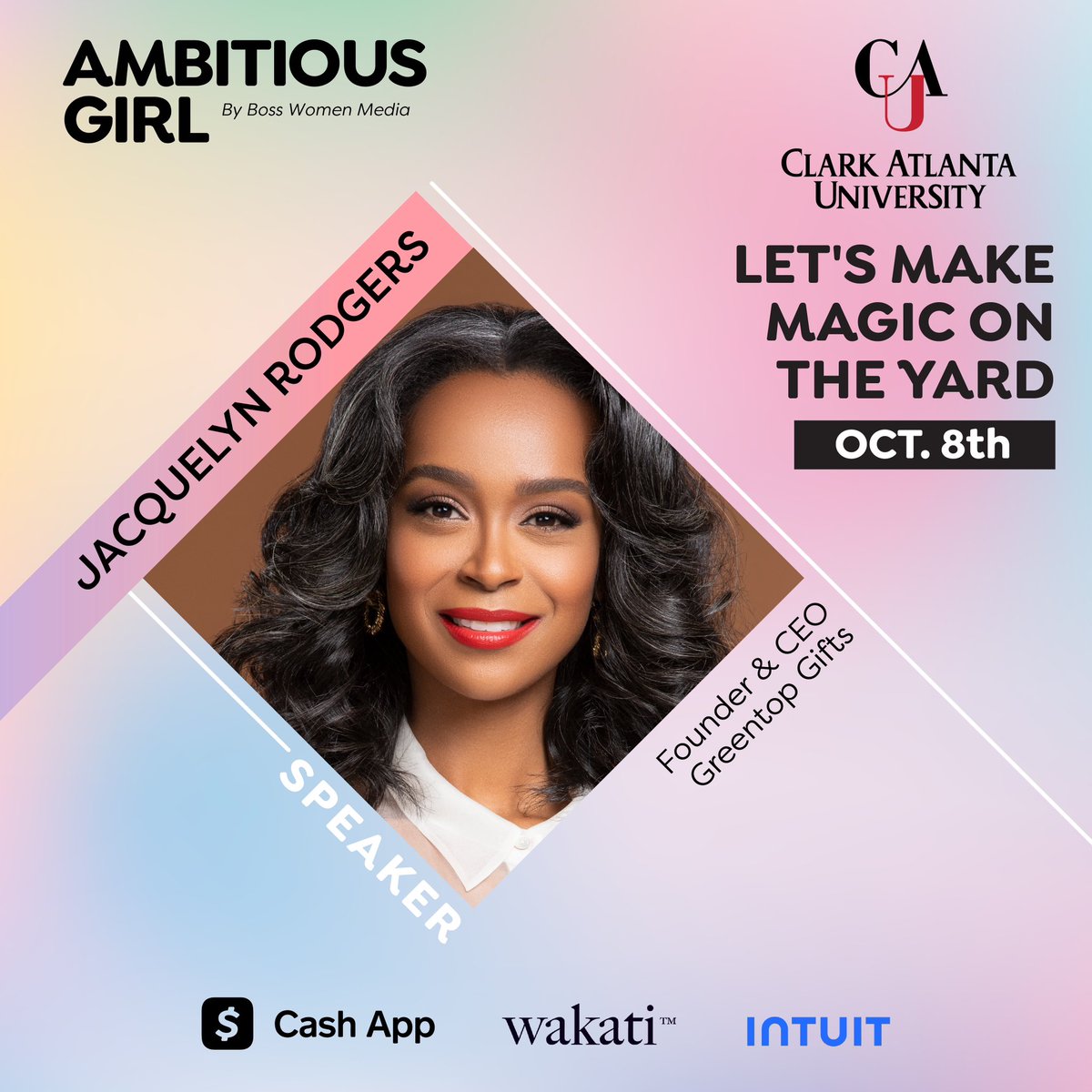 We're honored to have one of our Black Girl Magic pitch competition winners, boss CEO Jacquelyn Rogers of @greentopgifts, pulling up to drop knowledge and inspire the next generation or entreprenuers ✨ You don't want to miss this! #ambitiousgirl