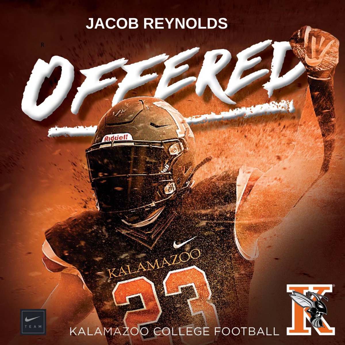 After a great call with @coachbreskzoo , I have received an offer from <a href="/KzooFootball/">Kalamazoo College Football</a>. 
<a href="/CoachZorboKZOO/">Coach Zorbo</a> <a href="/CoachCWhitehead/">Clay Whitehead</a> <a href="/TRWildcat/">Three Rivers High School Football</a> <a href="/trhswildcats/">Three Rivers Athletics</a>
#AGTG #HWPO