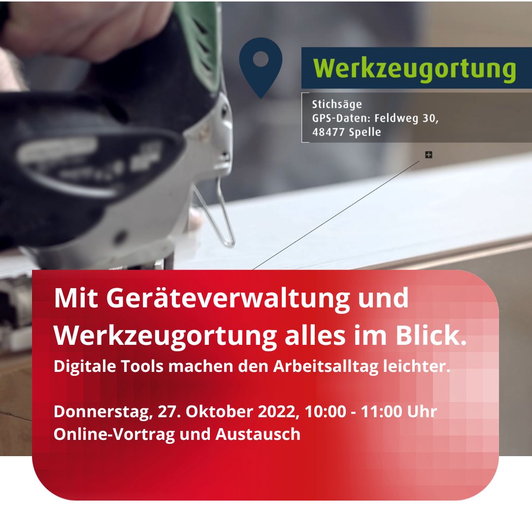 In unserem Webinar erfahren Sie, wie Sie mit der Werkzeug- und Fahrzeugortung jederzeit den Überblick über Ihre Geräte behalten. Neben Standortinformationen bietet die #Werkzeugortung in Kombination mit der #Geräteverwaltung aber noch eine Menge mehr..👉 eveeno.com/allesimblick